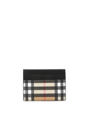BURBERRY: portafogli - Portacarte in pelle nera