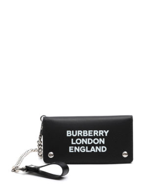 BURBERRY: wallets & purses - Digital print logo leather chain wallet