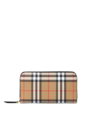 BURBERRY: portafogli - Portafoglio Elmore in pelle Vintage check