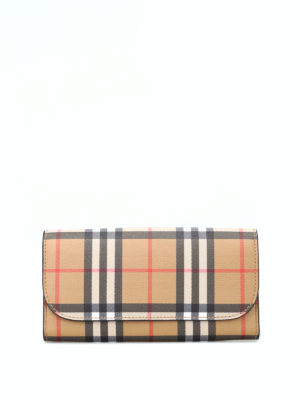 BURBERRY: portafogli - Portafoglio Halton in pelle Vintage check