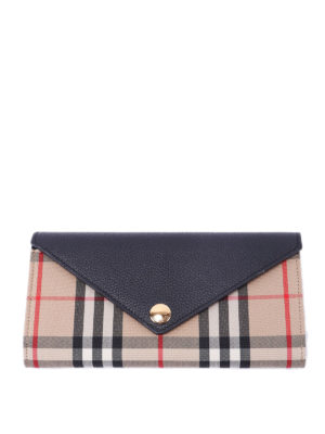 BURBERRY: wallets & purses - Halton Vintage Check leather flap wallet