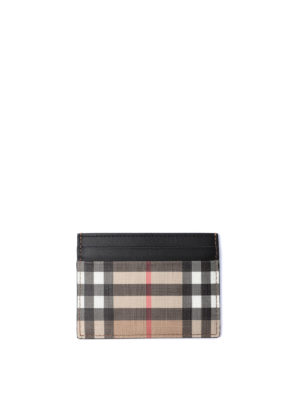 BURBERRY: portafogli - Portacarte Sandon con motivo Vintage Check