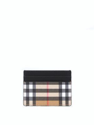 BURBERRY: portafogli - Portacarte Sandon in pelle Vintage check