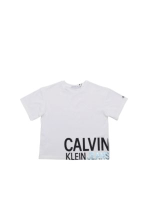 CALVIN KLEIN JEANS: t-shirts - Stamp Logo Boxy T-shirt in white