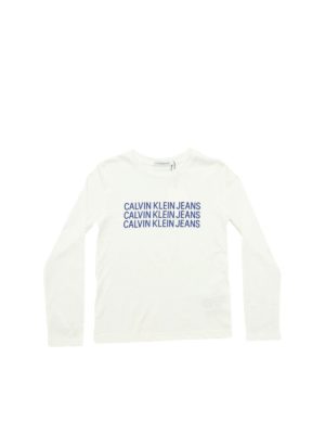 CALVIN KLEIN JEANS: t-shirts - Triple Logo white long sleeve t-shirt