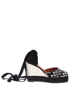 CASTANER: espadrillas - Zeppe Carina a motivo chevron nero e bianco
