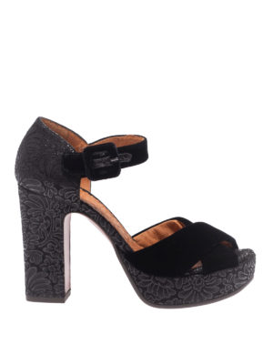 Chie Mihara: sandali - Sandali Bag in velluto decorazioni floreali