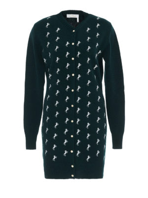 CHLOE': cardigan - Cardigan in lana con cavalli ricamati