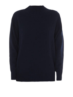 CHLOE': maglia a collo alto e polo - Maglia in cashmere blu con schiena scoperta