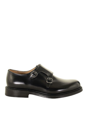 CHURCH'S: classiche - Monk strap in pelle spazzolata nera