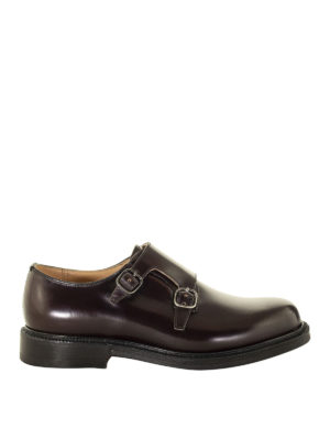 CHURCH'S: classiche - Monk strap in pelle spazzolata bordeaux