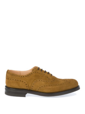 CHURCH'S: scarpe stringate - Oxford brogue Amersham in pelle scamosciata