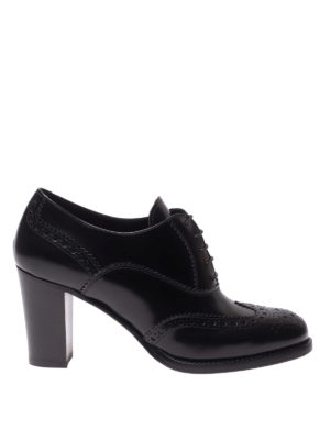 CHURCH'S: scarpe stringate - Modello Oxford con tacco in pelle spazzolata