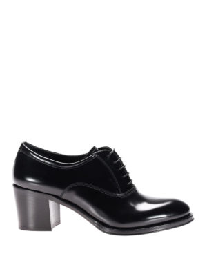 CHURCH'S: scarpe stringate - Oxford pelle lucida fumé con tacco