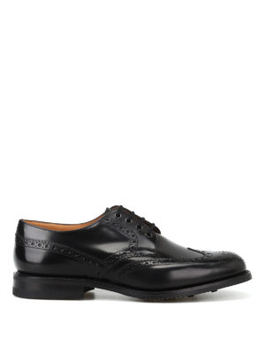 CHURCH'S: scarpe stringate - Derby brogue Ramsden in pelle lucida fumé