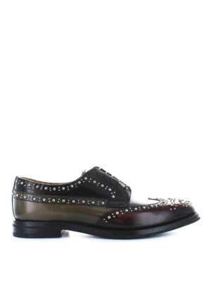 CHURCH'S: scarpe stringate - Derby brogue in pelle multicolore con borchie