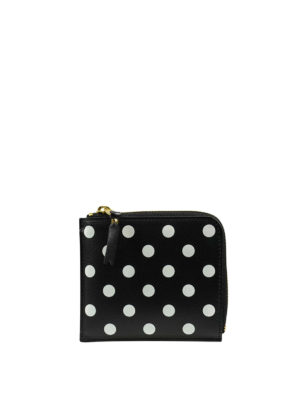 COMME DES GARCONS: portafogli - Portamonete nero in pelle a pois