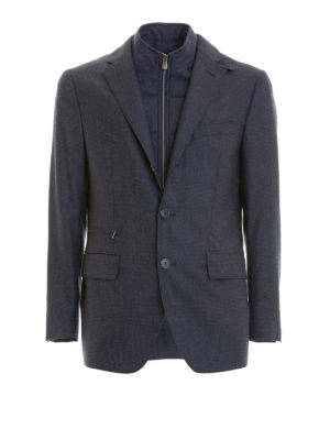 CORNELIANI: giacche blazer - Blazer in lana blu imbottito