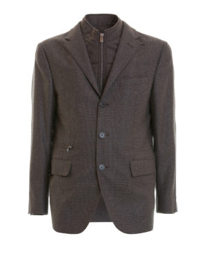 CORNELIANI: giacche blazer - Blazer in lana marrone imbottito