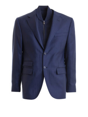 CORNELIANI: giacche blazer - Giacca in misto cashmere con collo removibile