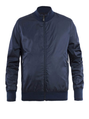 CORNELIANI: giacche bomber - Bomber in nylon blu reversibile e imbottito