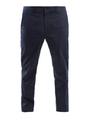CORNELIANI: pantaloni casual - Pantaloni in misto cotone e seta blu scuro