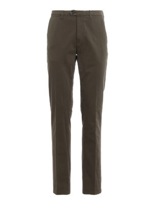 CORNELIANI: casual trousers - Olive gabardine chinos