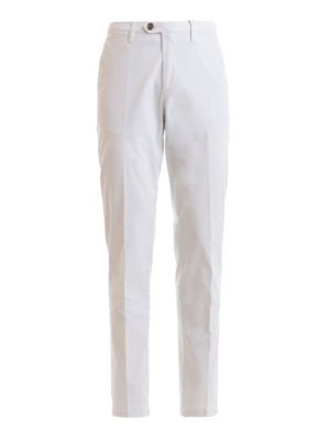 CORNELIANI: pantaloni casual - Pantaloni in cotone stretch bianco