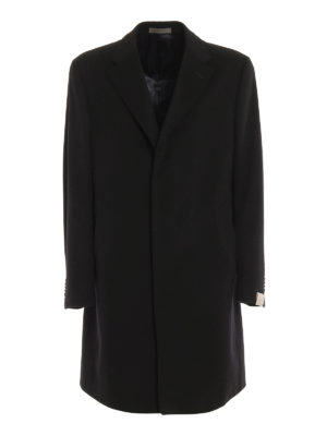 CORNELIANI: knee length coats - Pure virgin wool single-breasted coat 