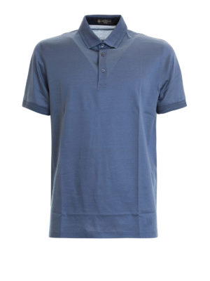 CORNELIANI: polo - Polo azzurra in jersey di cotone