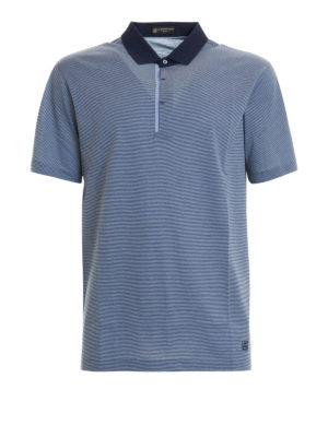 CORNELIANI: polo - Polo azzurra in cotone a righe