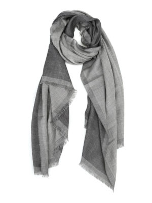 CORNELIANI: sciarpe e foulard - Sciarpa in tela di cashmere misto seta grigia