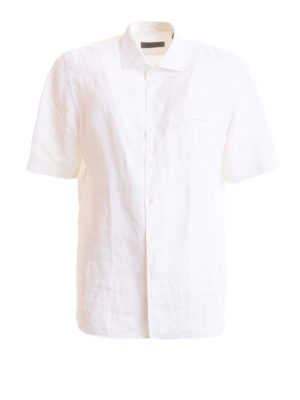 CORNELIANI: shirts - Linen short sleeve shirt