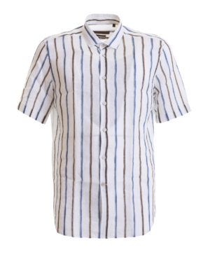 CORNELIANI: camicie - Camicia in lino a righe