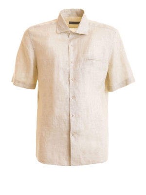 CORNELIANI: shirts - Welt pocket linen shirt