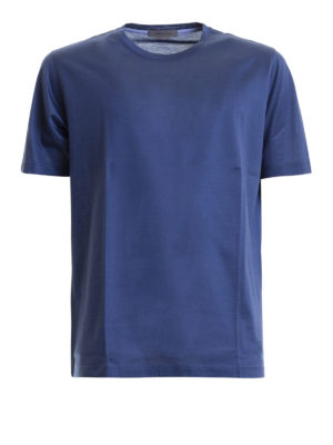 CORNELIANI: t-shirt - T-shirt in cotone avio con stemma ricamato