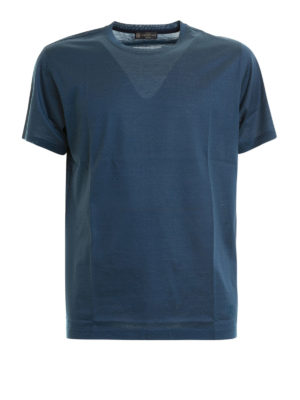 CORNELIANI: t-shirt - T-shirt blu avio in cotone