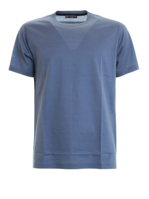 CORNELIANI: t-shirt - T-shirt blu chiaro in cotone