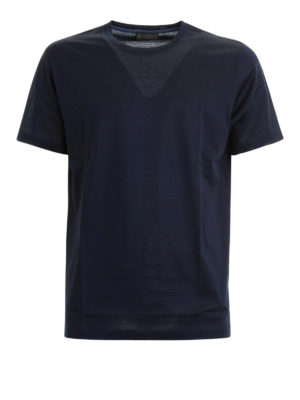 CORNELIANI: t-shirt - T-shirt blu navy in cotone