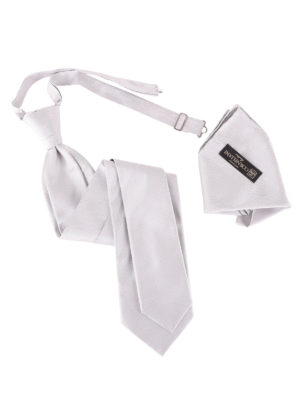 Corneliani: ties & bow ties - Grey silk tie and pocket square