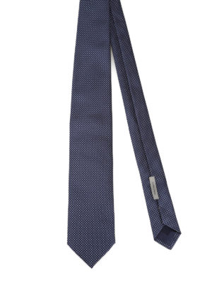 CORNELIANI: cravatte e papillion - Cravatta in seta blu scura occhio di pernice