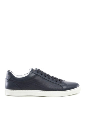 CORNELIANI: sneakers - Sneaker in pelle texturizzata blu
