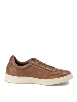 CORNELIANI: trainers - Logo lettering leather sneakers