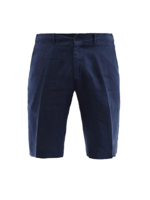 CORNELIANI: pantaloni shorts - Pantaloni corti in seta blu scura