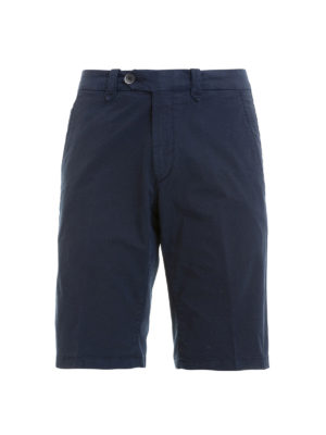 CORNELIANI: pantaloni shorts - Bermuda blu in gabardina di cotone