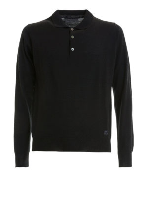 CORNELIANI: maglia a collo alto e polo - Polo in filato di lana nera