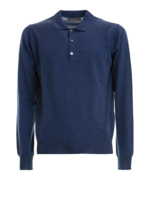 CORNELIANI: maglia a collo alto e polo - Polo in filato di lana blu