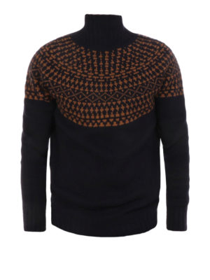 CORNELIANI: Turtlenecks & Polo necks - Contrasting intarsia cashmere turtleneck