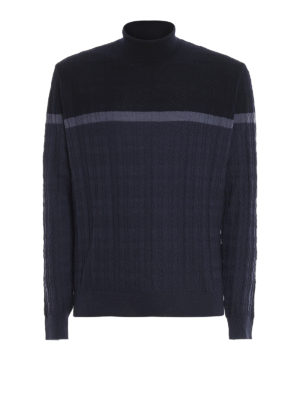 CORNELIANI: Turtlenecks & Polo necks - Virgin wool blue turtleneck