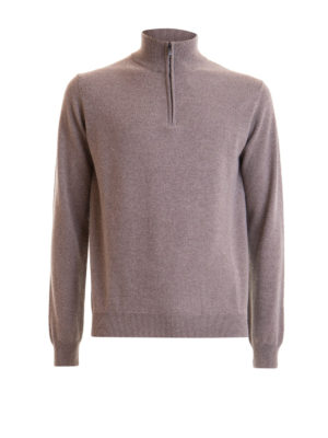 CORNELIANI: Turtlenecks & Polo necks - Zipped high collar wool sweater